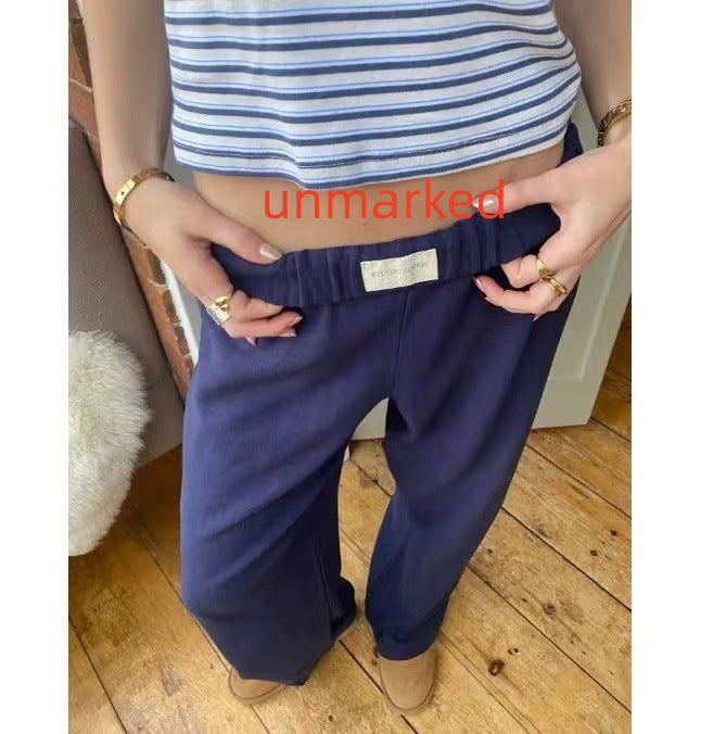 Fashion Y2K Striped Straight Trousers Summer Elastic High Waist Wide Leg Pants For Women - cas7m