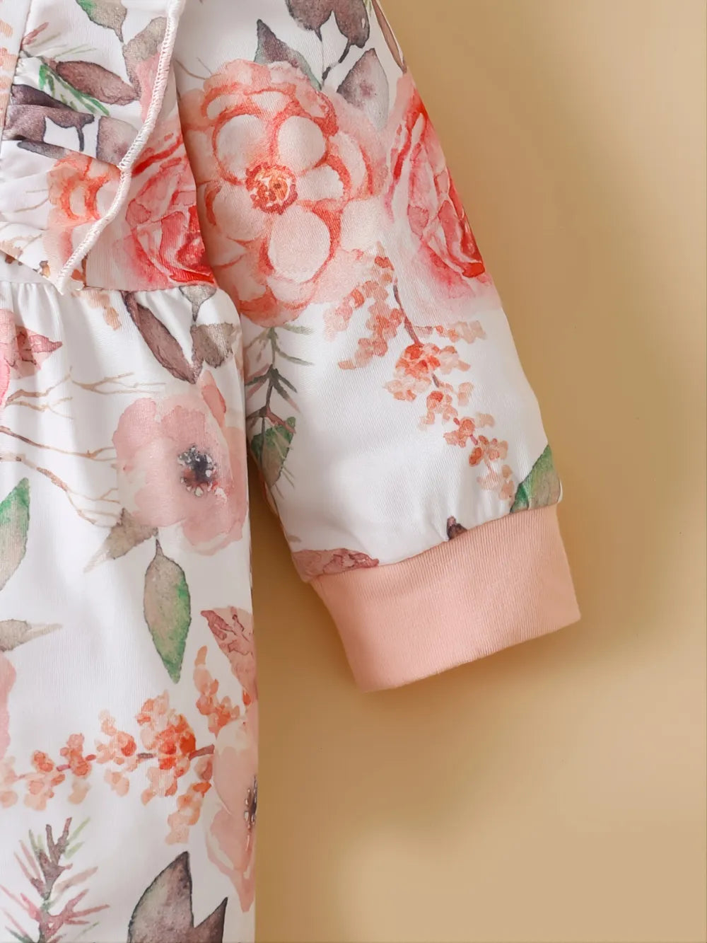 Ruffled Floral Round Neck Jumpsuit with Headband - cas7m