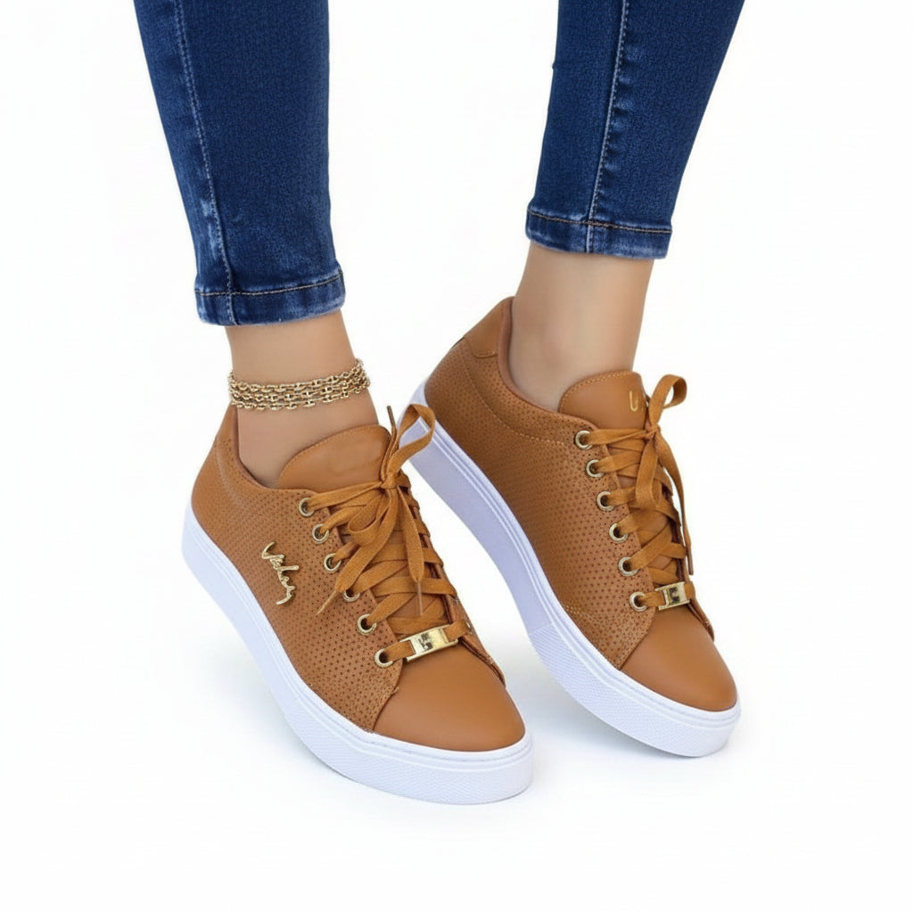 Women Flat Sneakers Breathable Lace-up Shoes For Girls - cas7m