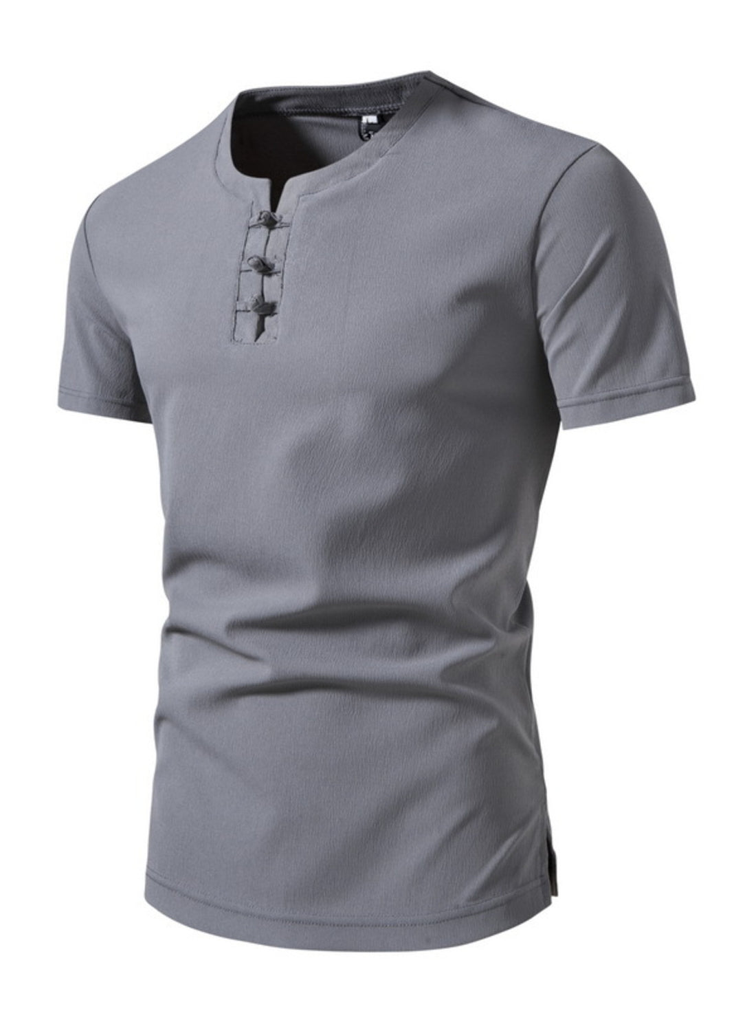 Men's Plus Size Casual Button Henley T-Shirt - cas7m