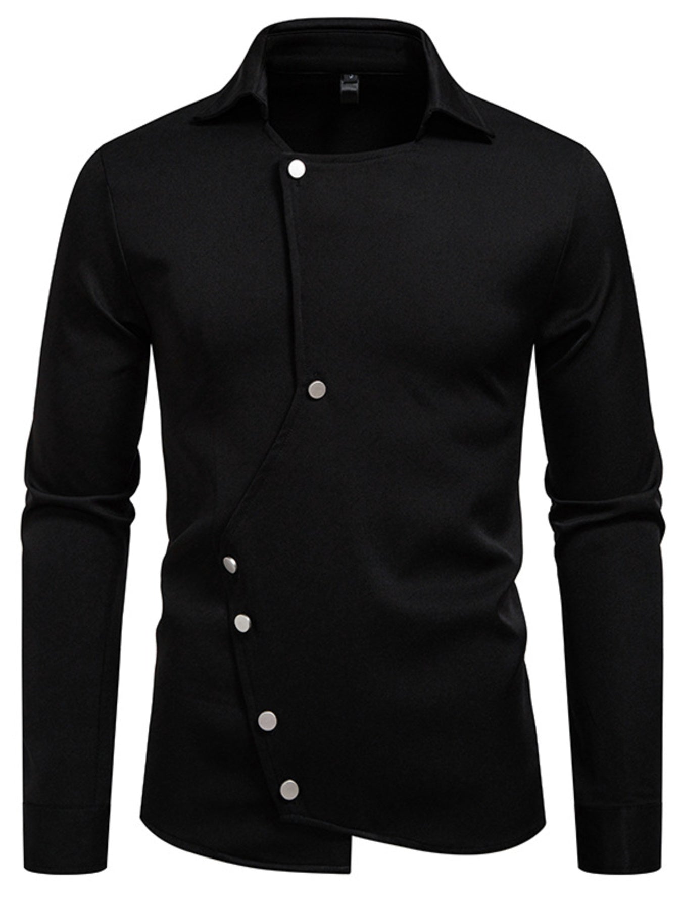 Men's Asymmetrical Button-Down Long Sleeve Shirt - cas7m