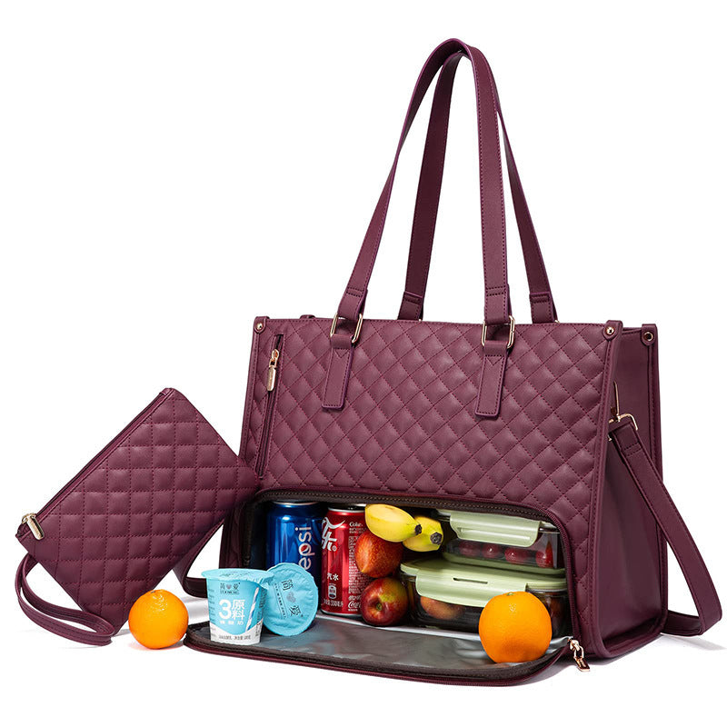 Versatile Quilted 2-in-1 Women's Laptop & Lunch Bag Set - cas7m
