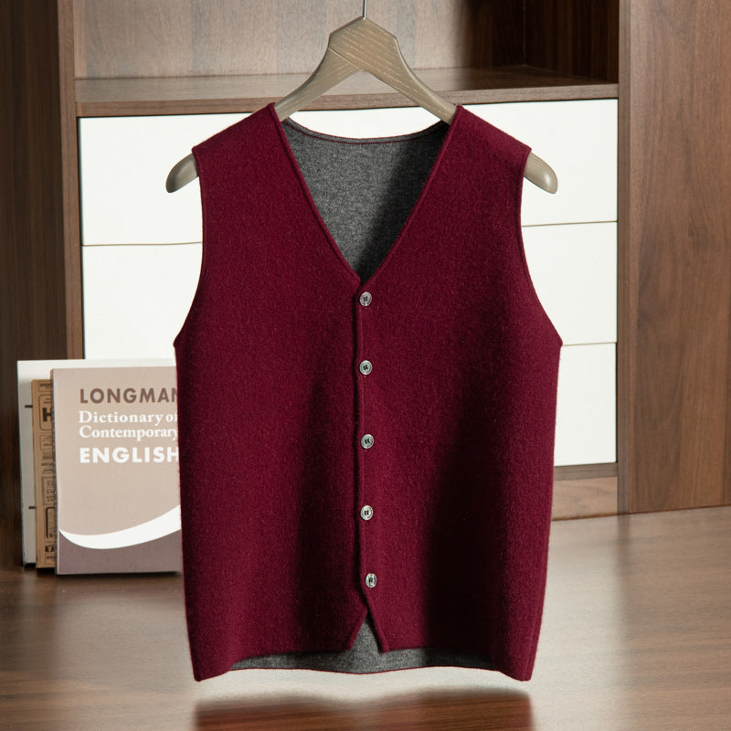 Men's V-neck Vest Premium Casual Knit Vest - cas7m