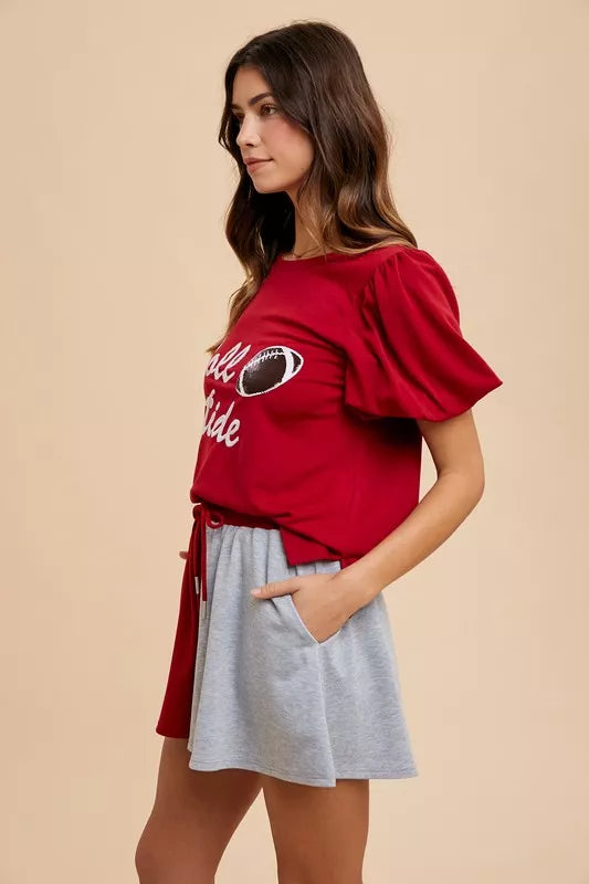 Annie Wear Color Block French Terry Flare Shorts - cas7m