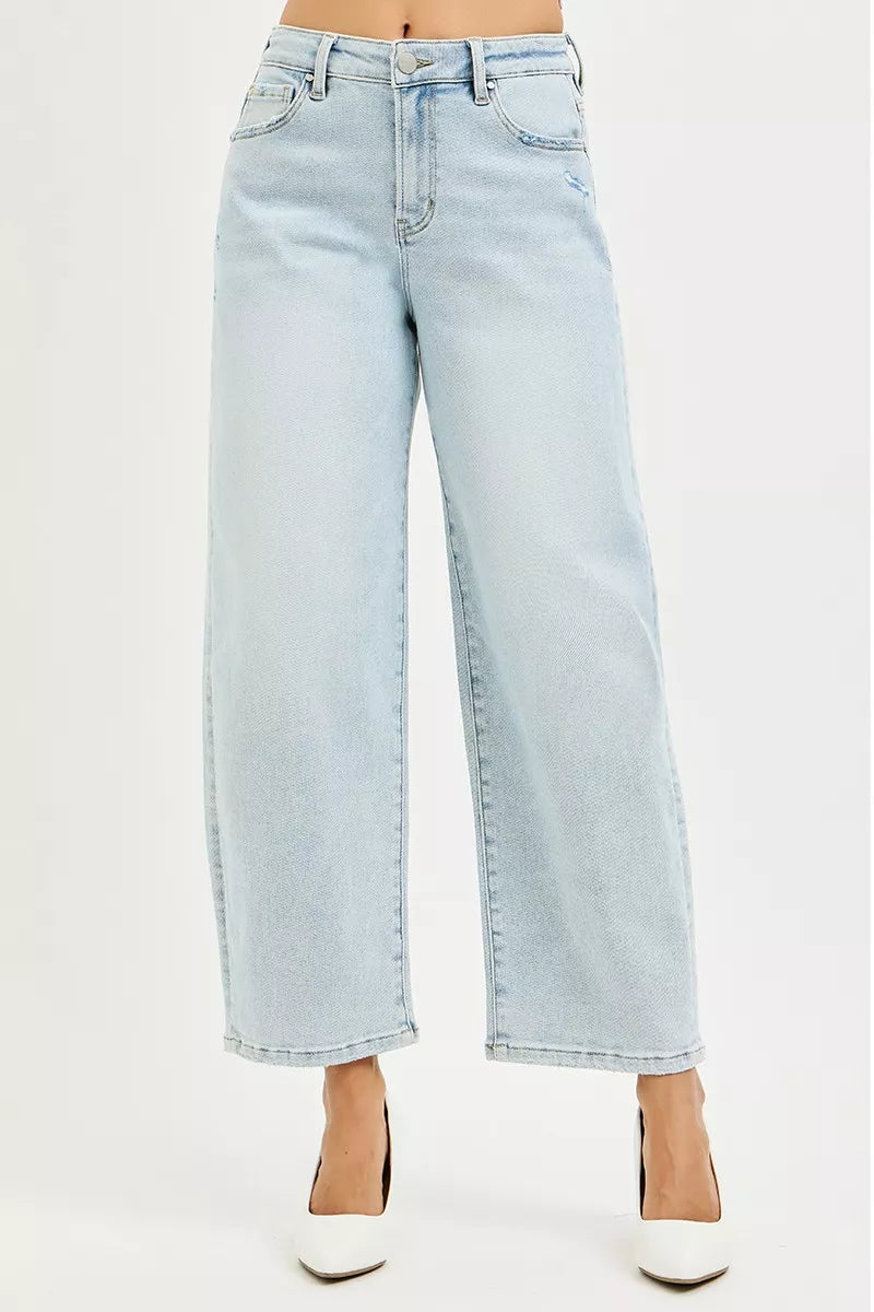 RISEN High Rise Crop Barrel Jeans - cas7m