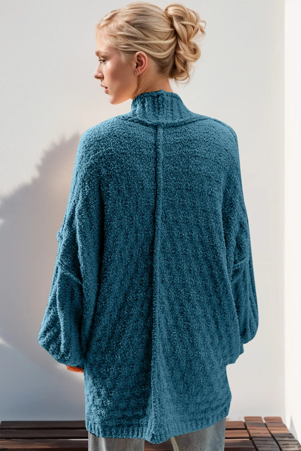 Double Take Full Size Open Front Long Sleeve Cardigan - cas7m