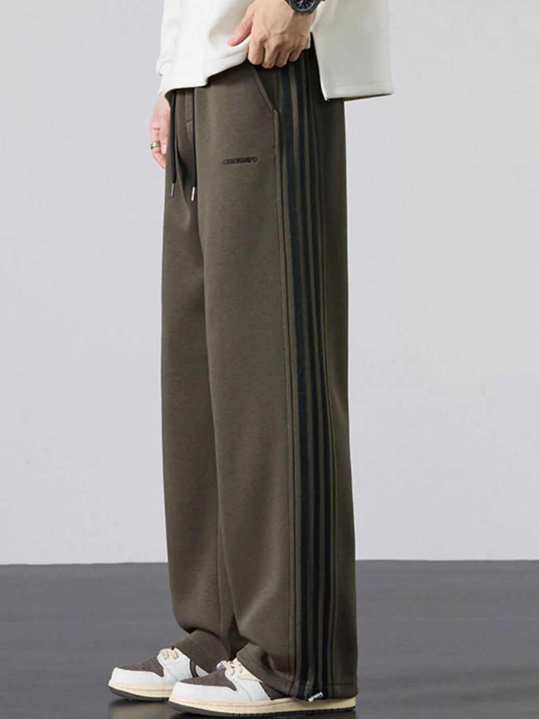 Men's Plus Size Casual Striped Wide Leg Sweatpants - cas7m