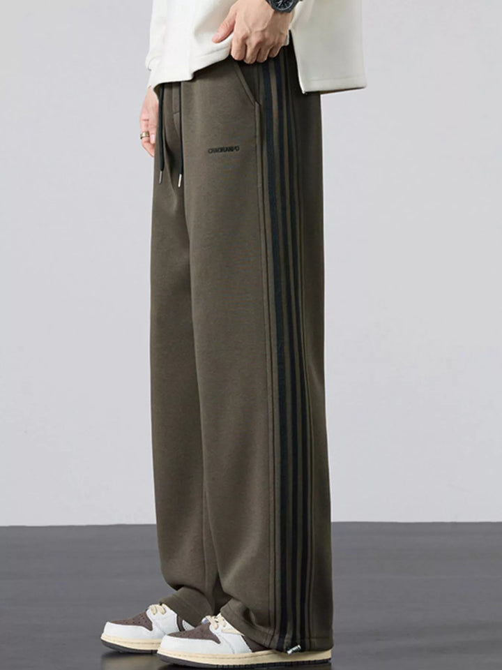 Men's Plus Size Casual Striped Wide Leg Sweatpants - cas7m