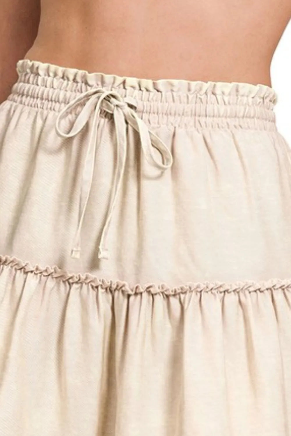 Zenana Tencel Washed Tiered Mini Skirts - cas7m