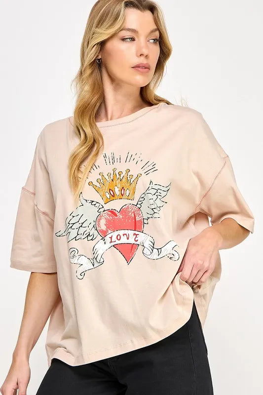 SAGE+FIG Love-Inpired Graphic Oversized T-Shirt - cas7m