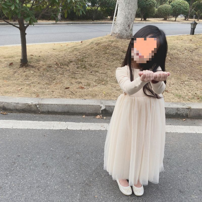 Soft Skin-friendly Long Sleeve Tulle Tutu Princess Dress - cas7m
