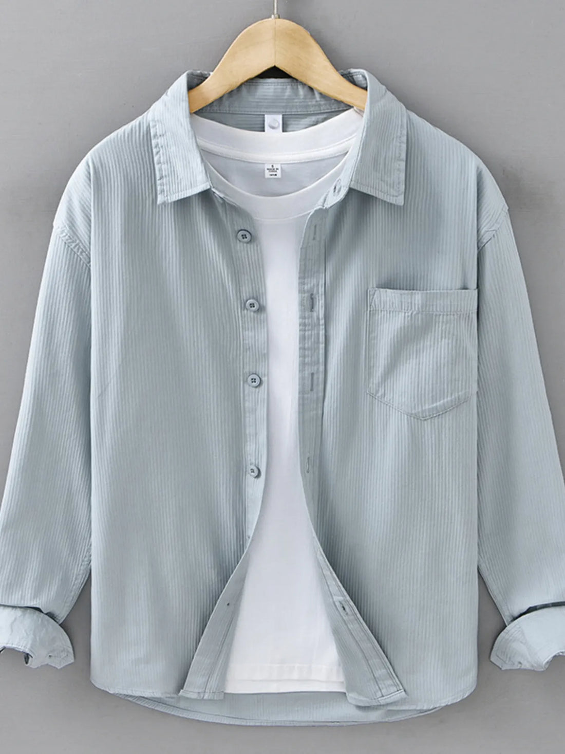 Men's Plus Size Button Up Long Sleeve Shirt - cas7m
