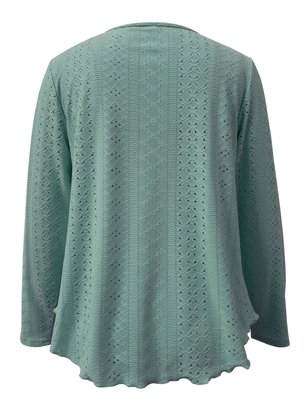 Eyelet Long Sleeve Blouse - cas7m
