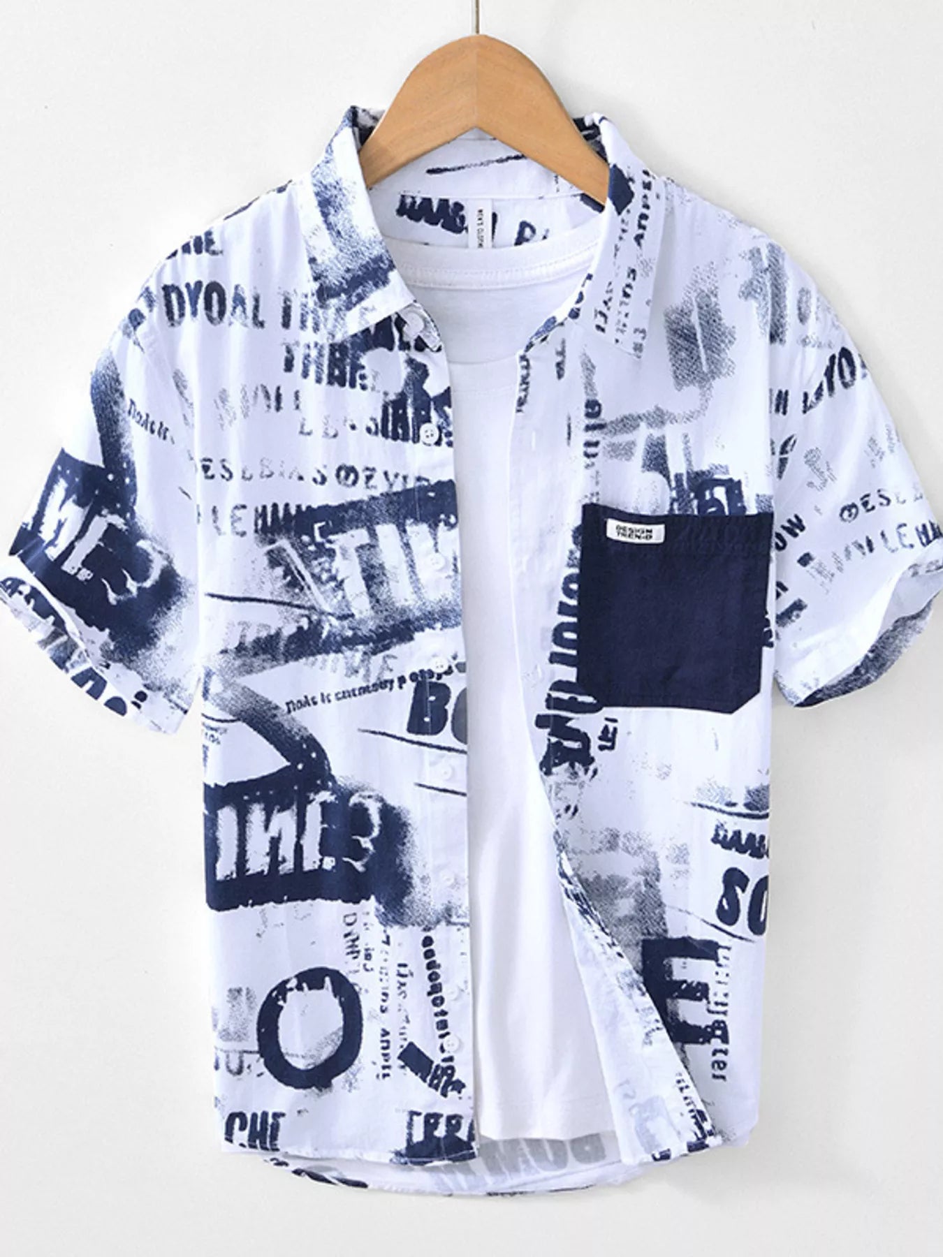 Men's Printed Short Sleeve Shirt - cas7m