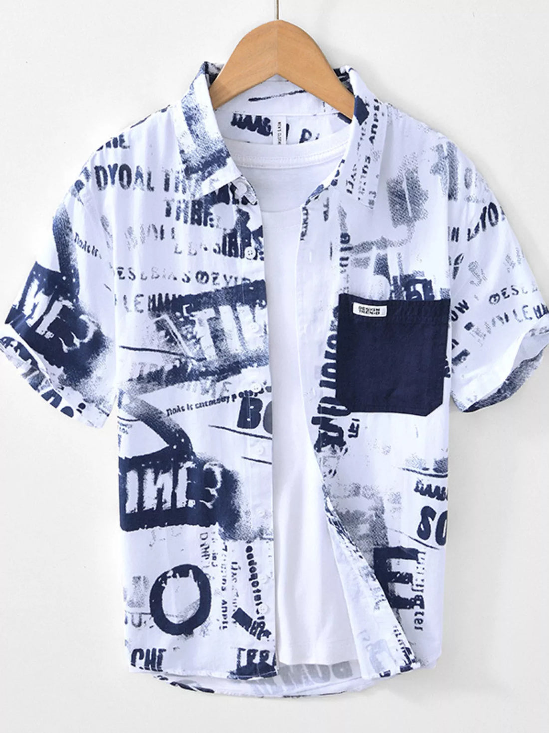 Men's Printed Short Sleeve Shirt - cas7m