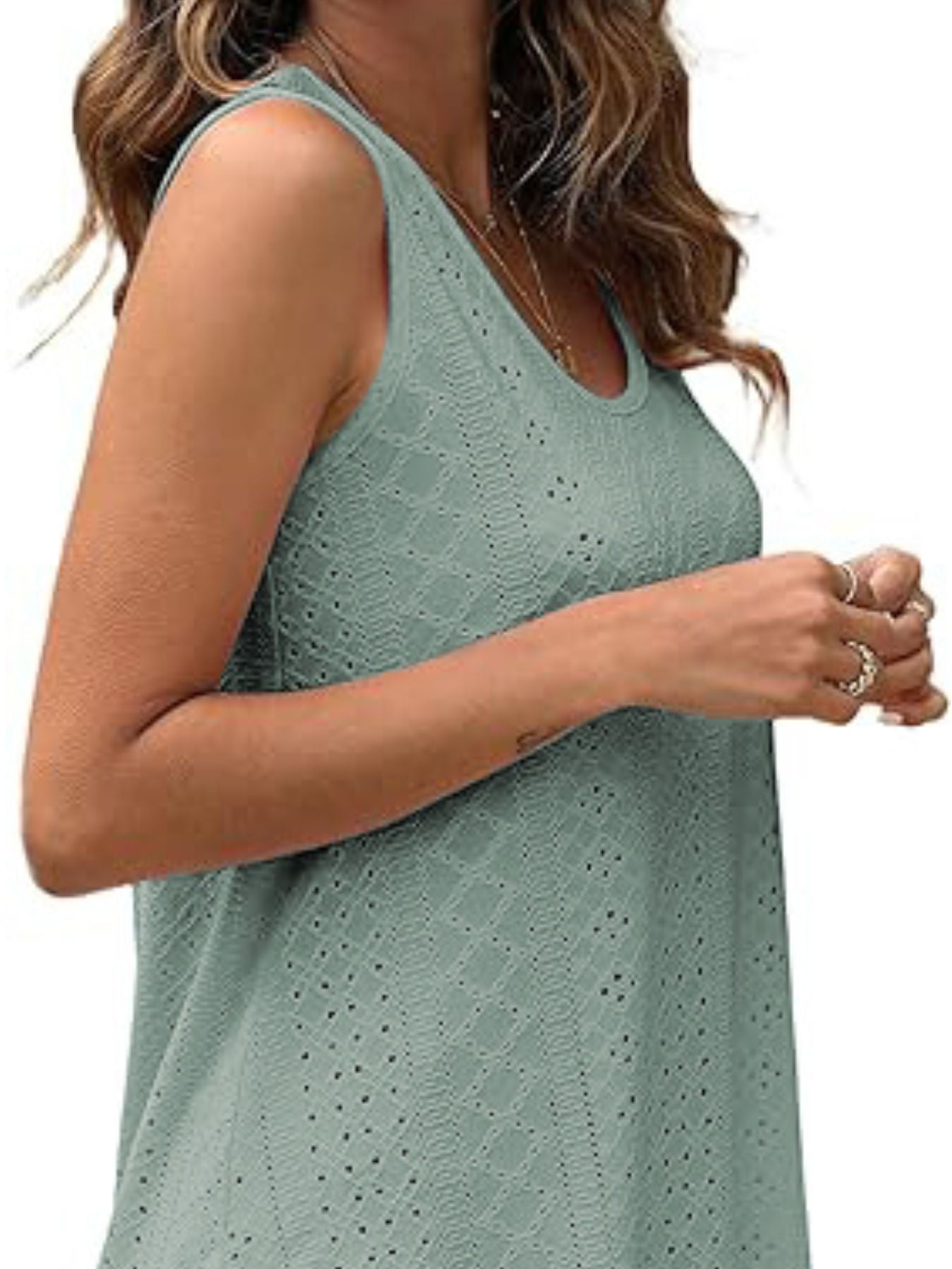 Eyelet Scoop Neck Tank - cas7m
