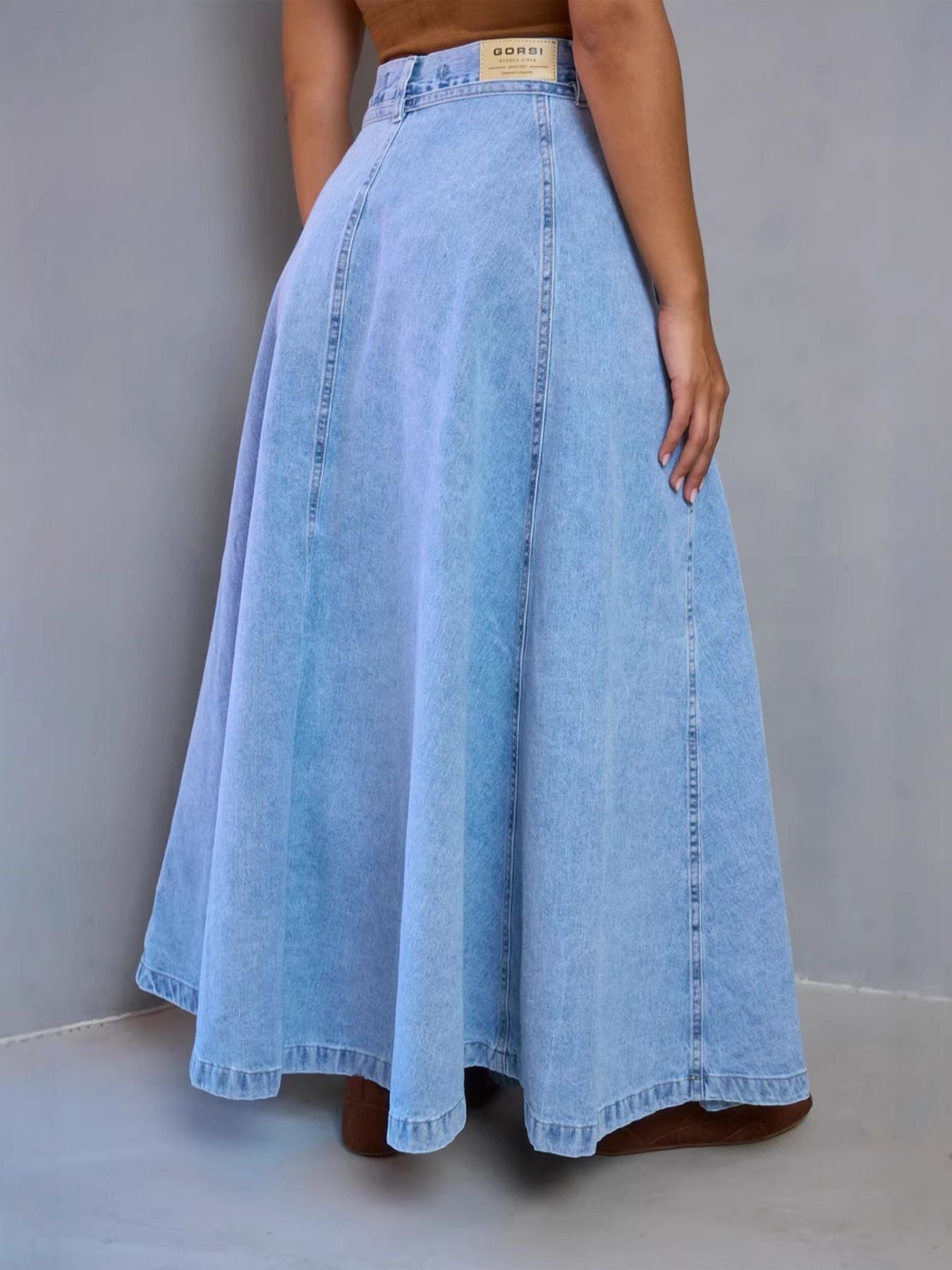 High-Waisted Denim Skirt - cas7m