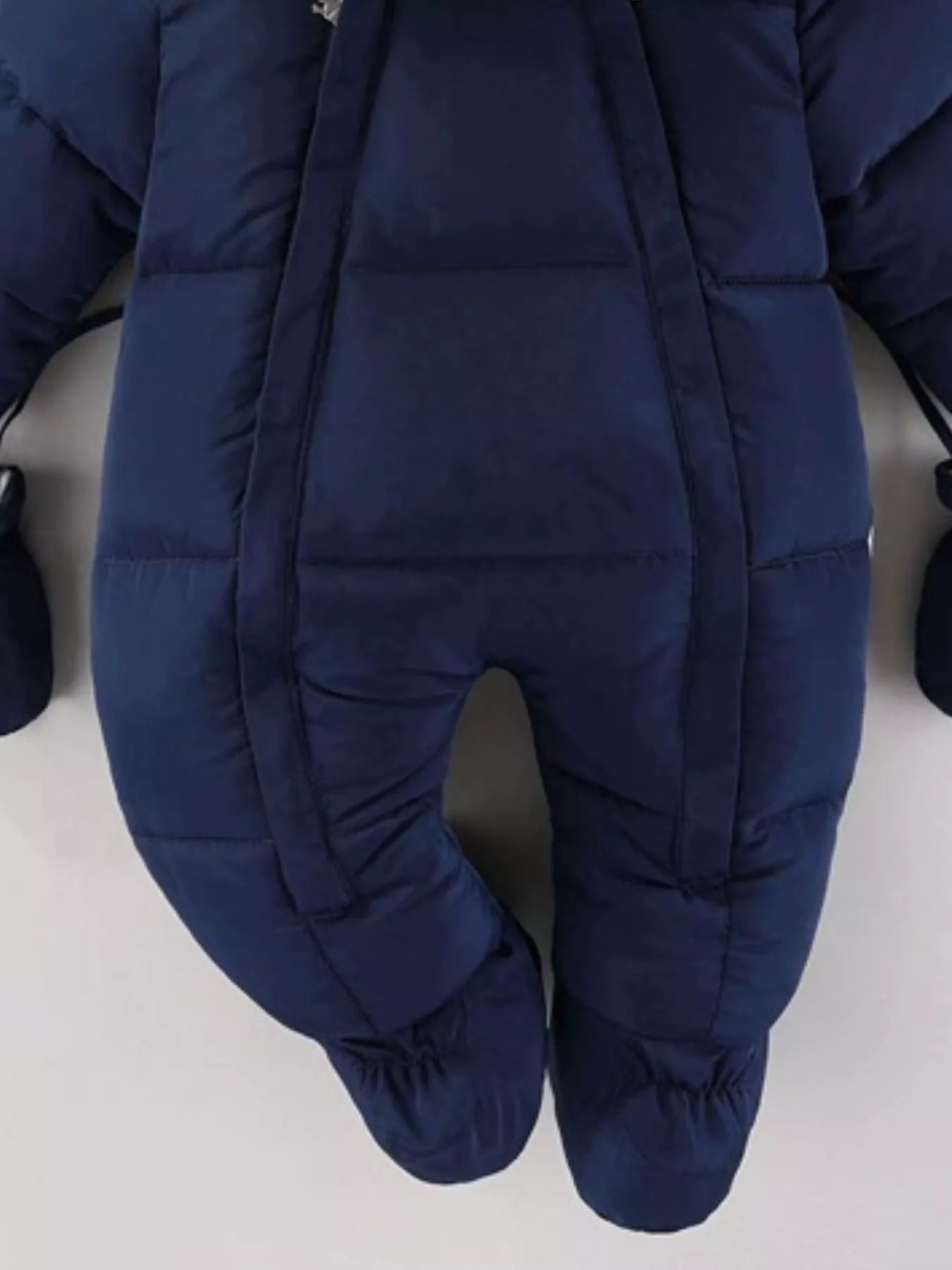 Children's Warm Padded One-Piece Snowsuit with Fur Hood - cas7m