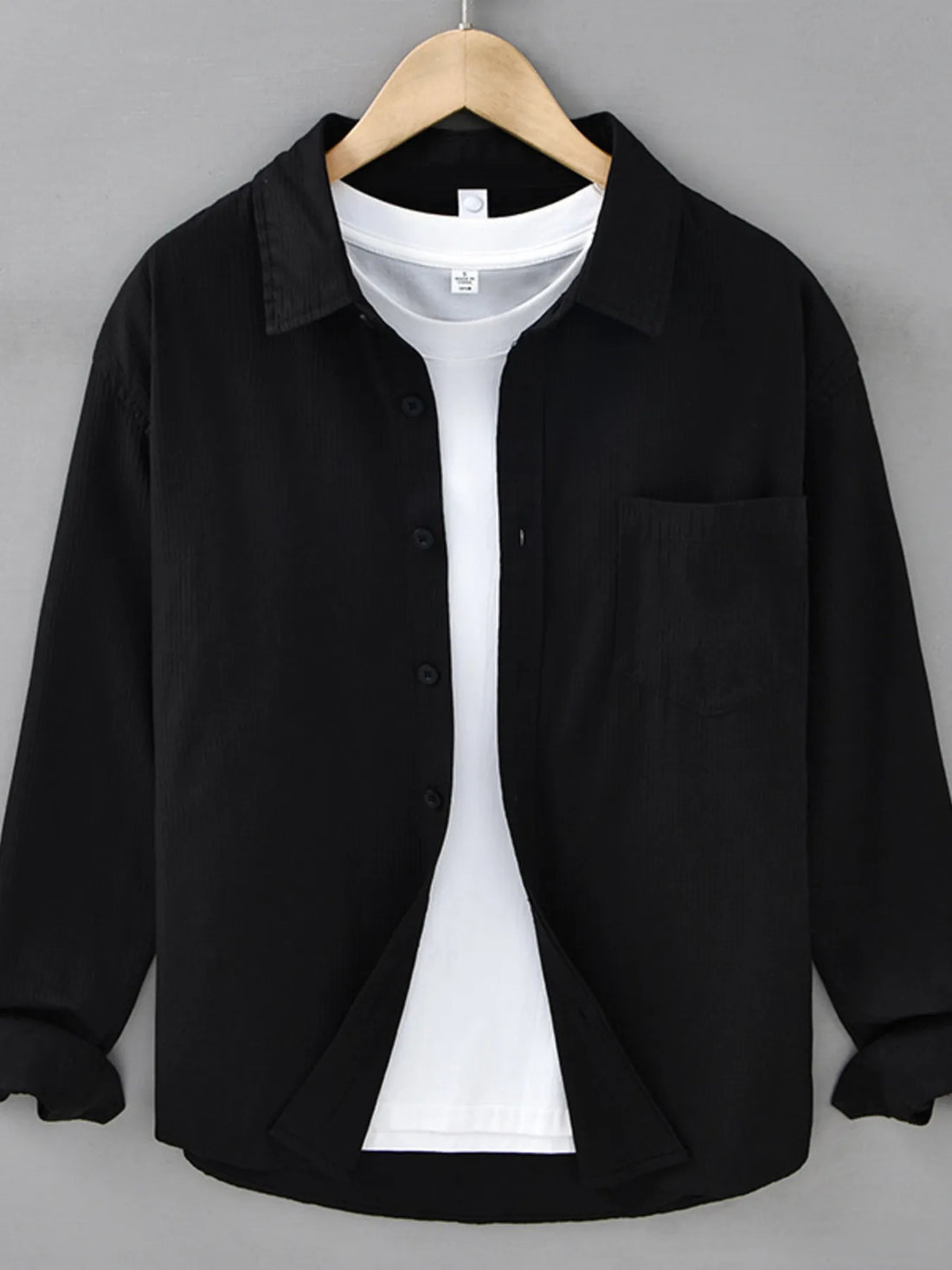 Men's Plus Size Button Up Long Sleeve Shirt - cas7m