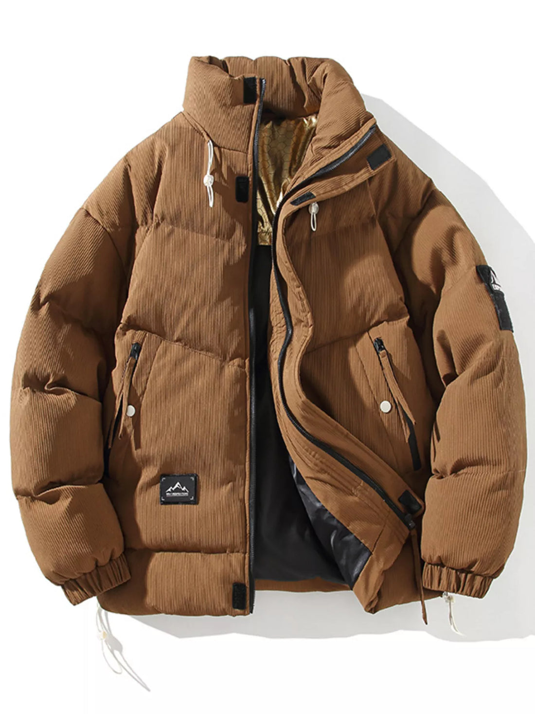 Men's Plus Size Zip Up Long Sleeve Puffer Jacket - cas7m