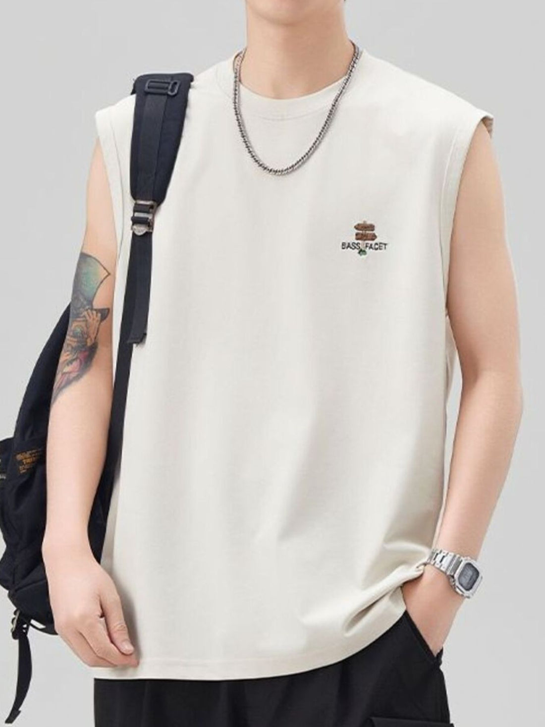 Men's Plus Size Round Neck Tank - cas7m