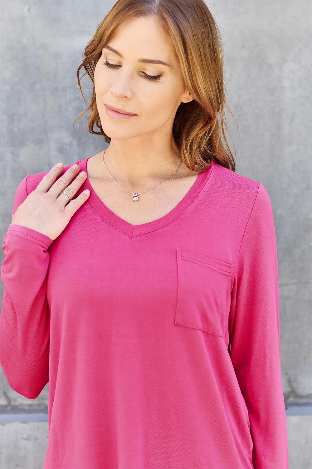 Basic Bae Full Size V-Neck Long Sleeve Top - cas7m
