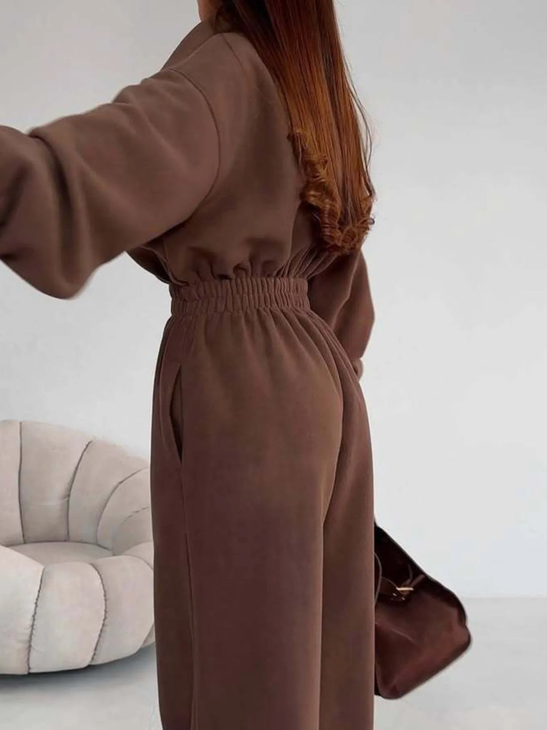Zip Front Long Sleeve Jumpsuit - cas7m
