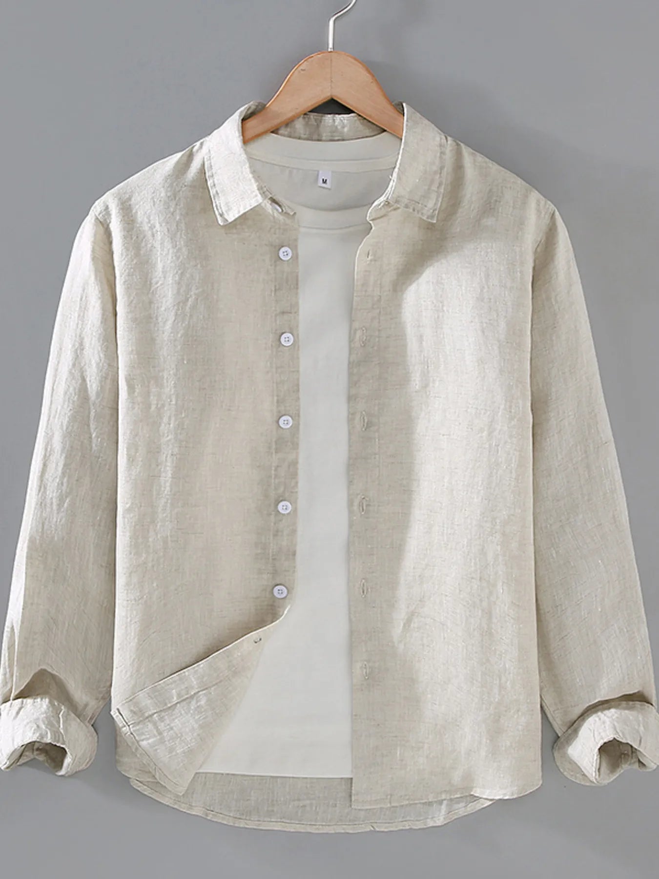 Men's Plus Size Button Up Long Sleeve Shirt - cas7m