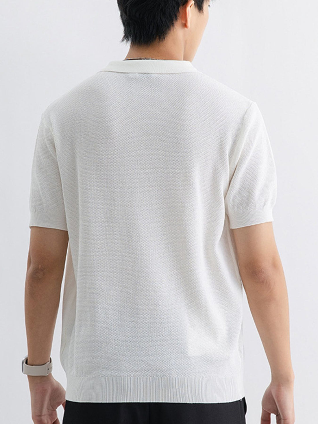 Men's Plus Size Textured Knit Zip-Up Polo - cas7m