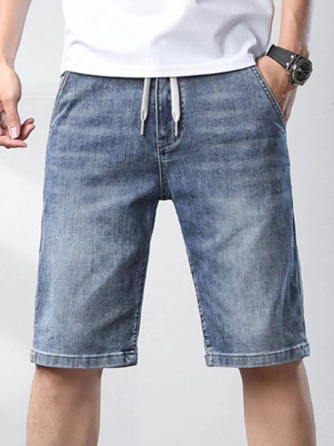 Men's Casual Drawstring Denim Shorts - cas7m