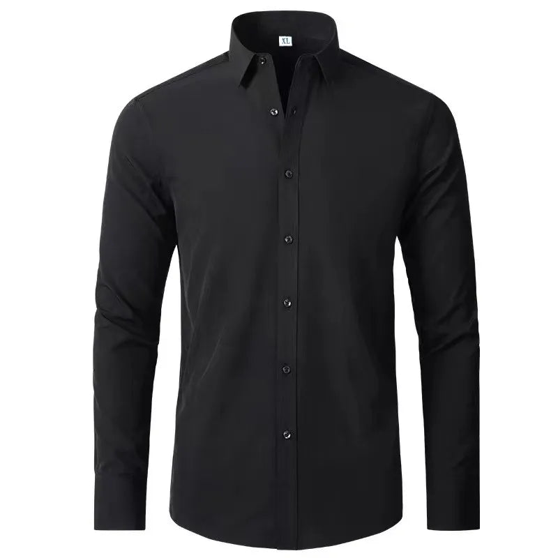 Men's Plus Size Button Up Long Sleeve Shirt - cas7m