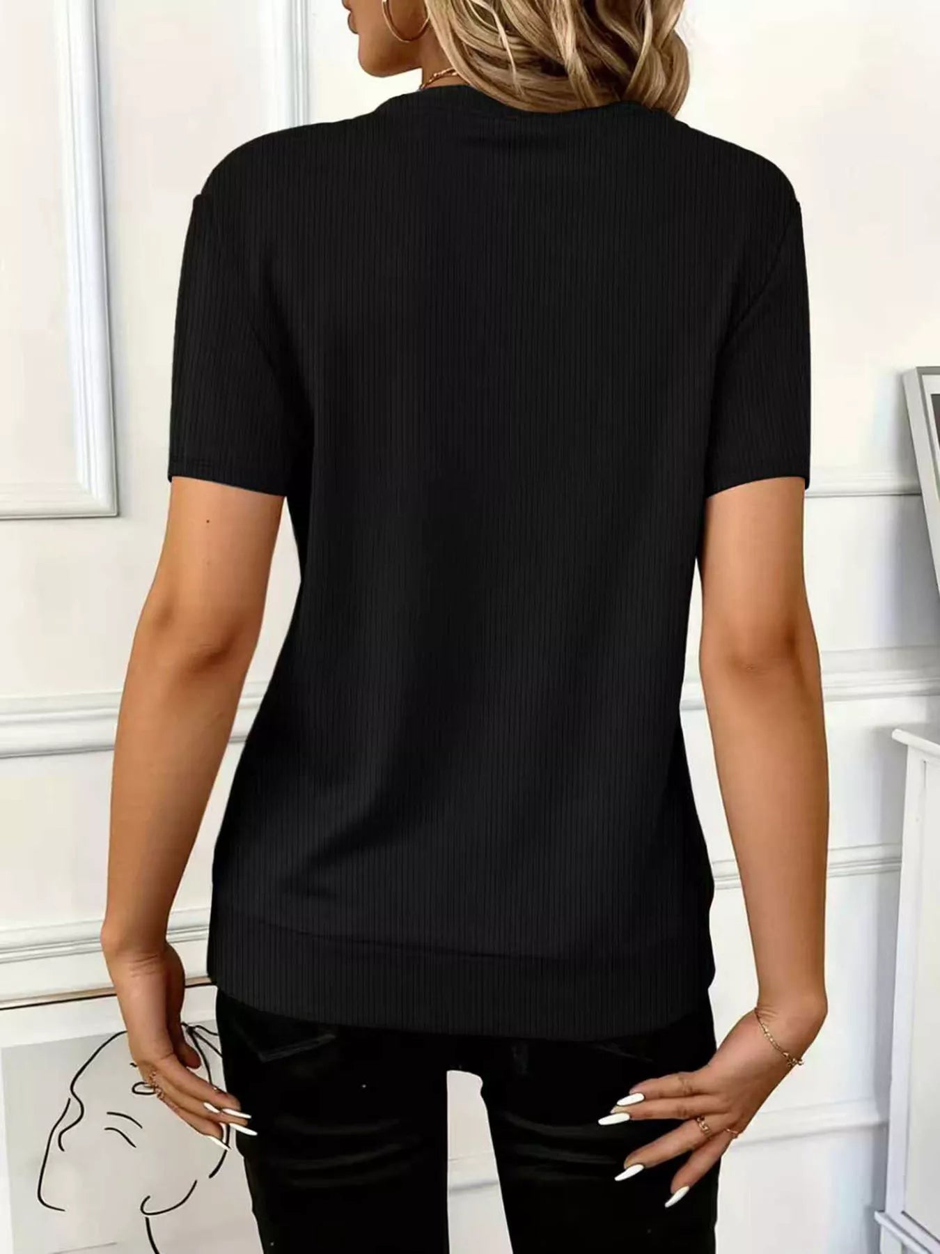 Half Zip Short Sleeve Top - cas7m