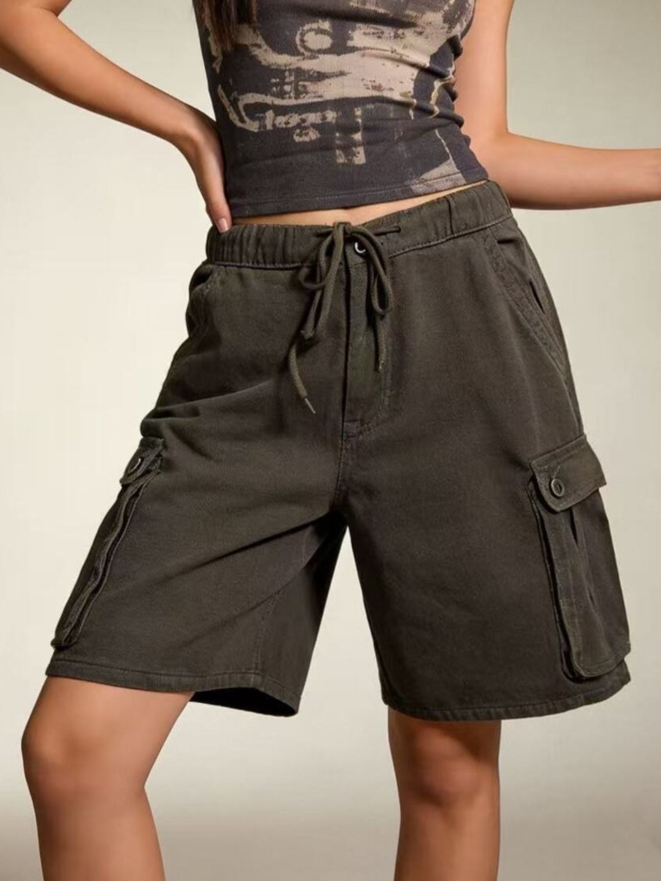 Cargo Shorts with Drawstring - cas7m
