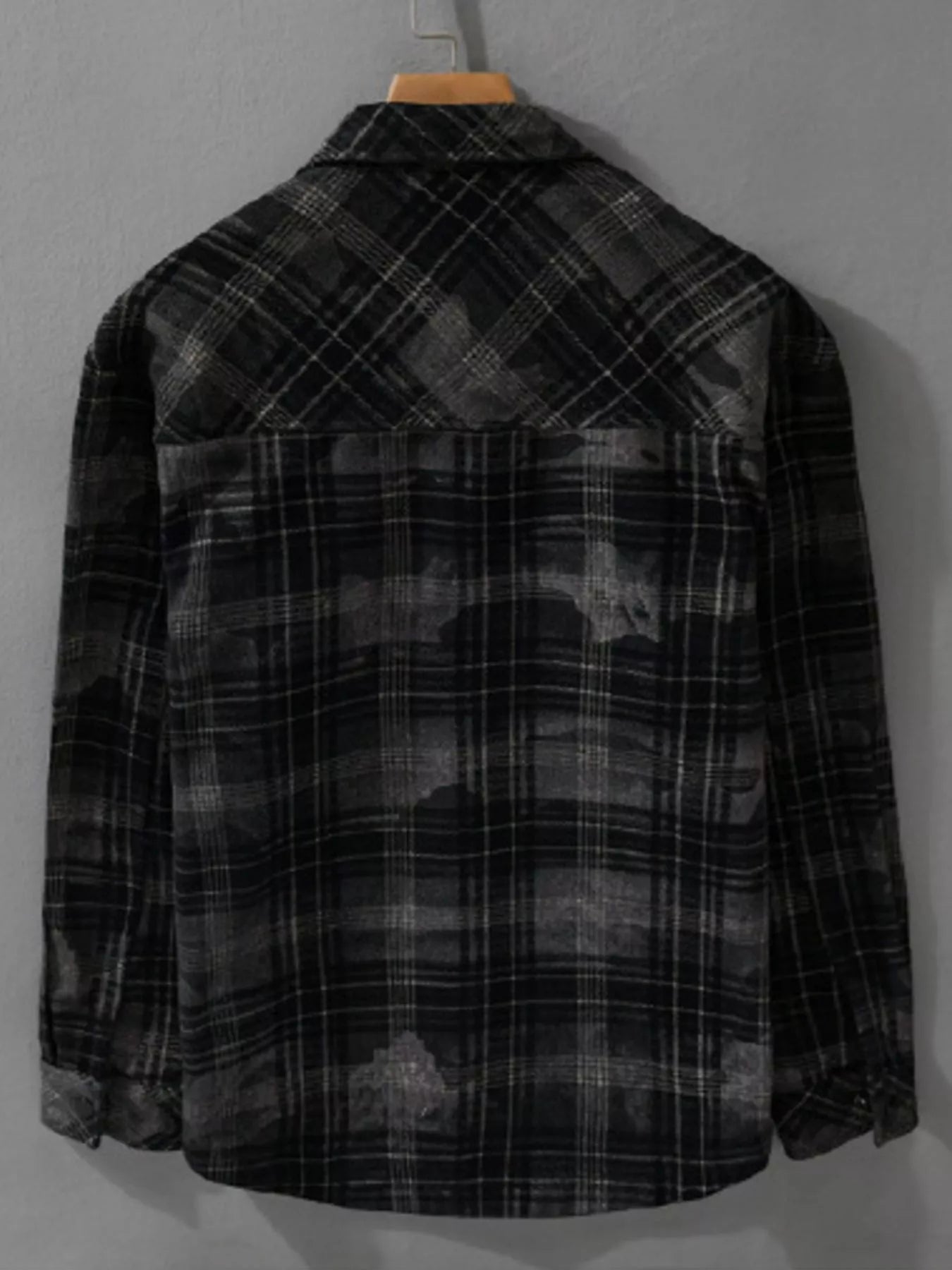 Men's Plus Size Plaid Button Up Long Sleeve Shirt - cas7m