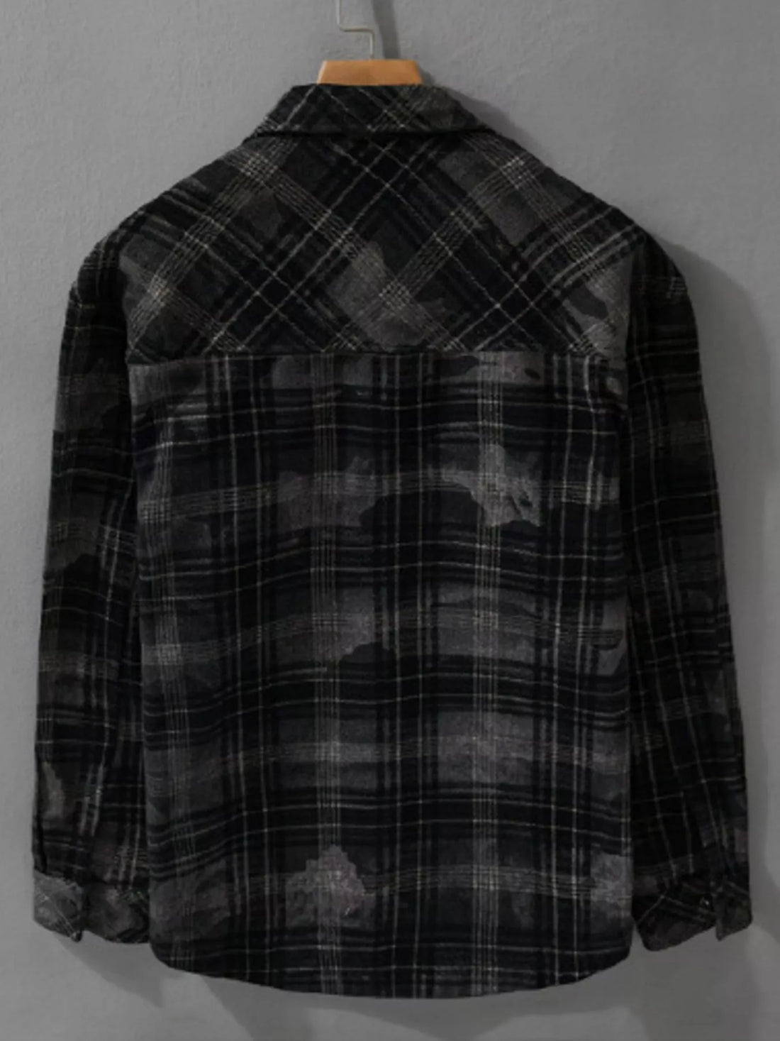 Men's Plus Size Plaid Button Up Long Sleeve Shirt - cas7m