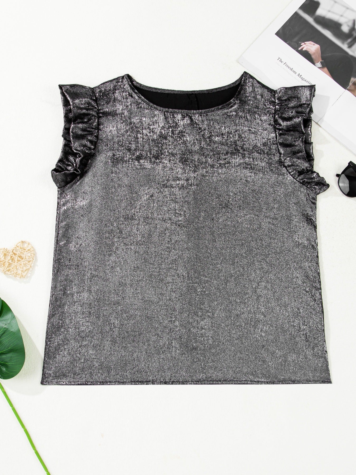 Ruffled Round Neck Tank - cas7m
