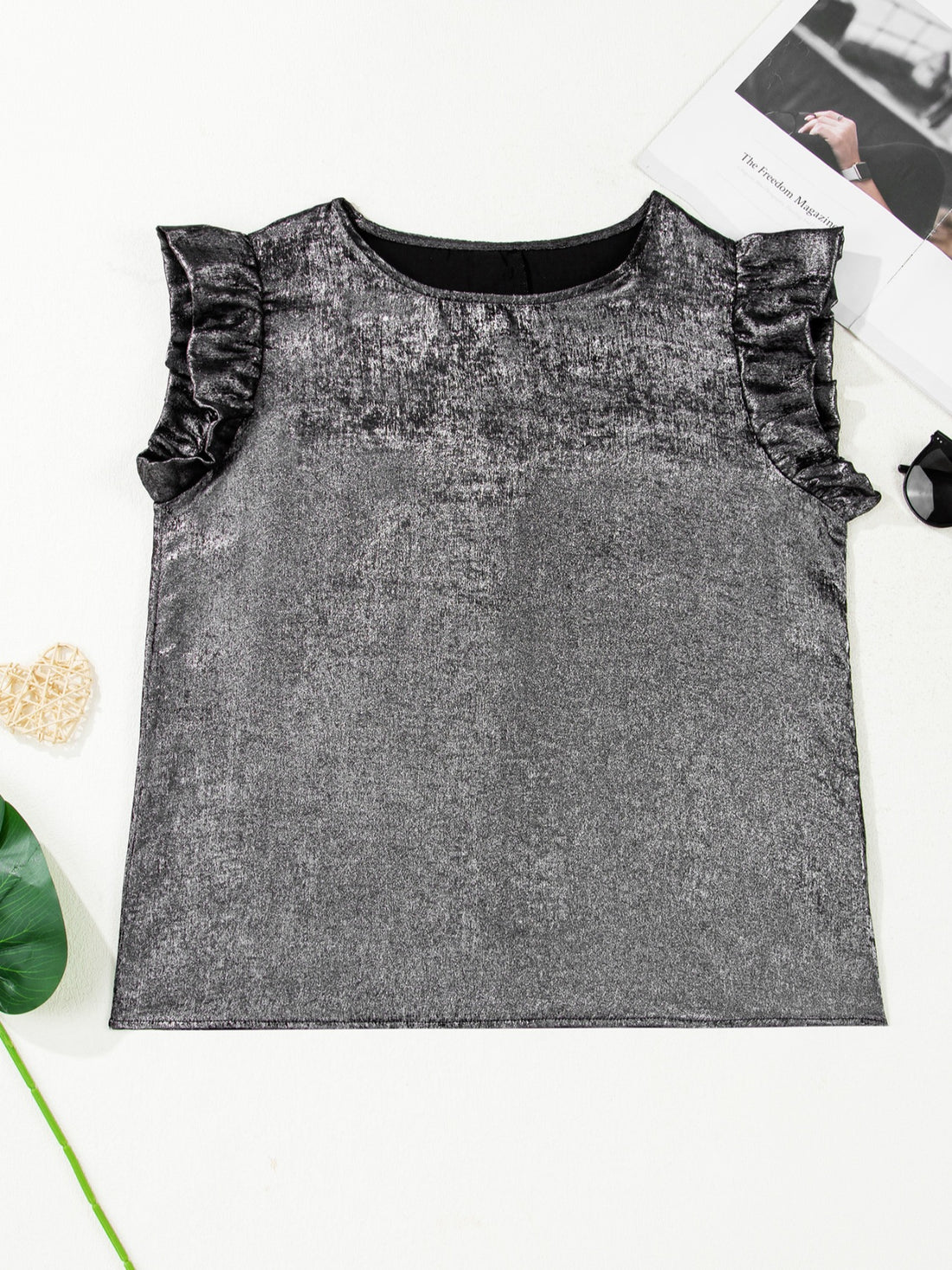 Ruffled Round Neck Tank - cas7m