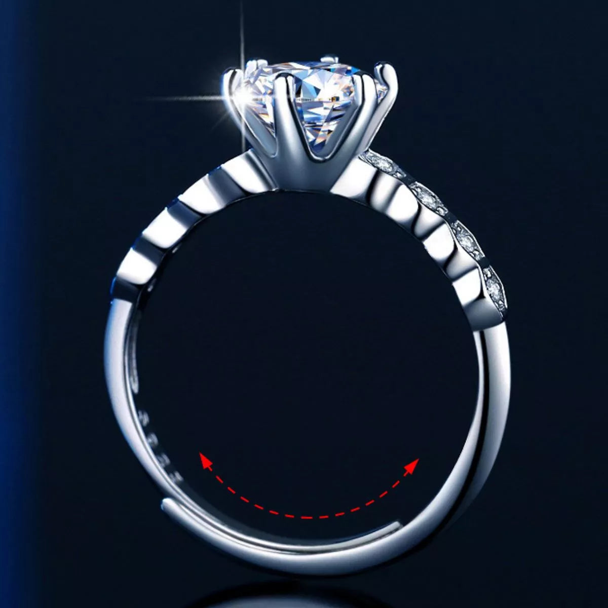 Brilliant 1ct Moissanite Solitaire Ring in 925 Sterling Silver - cas7m