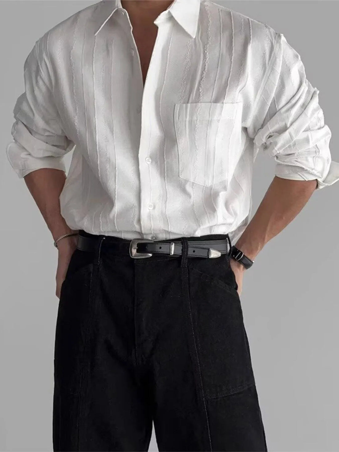 Men's Button Up Long Sleeve Shirt - cas7m