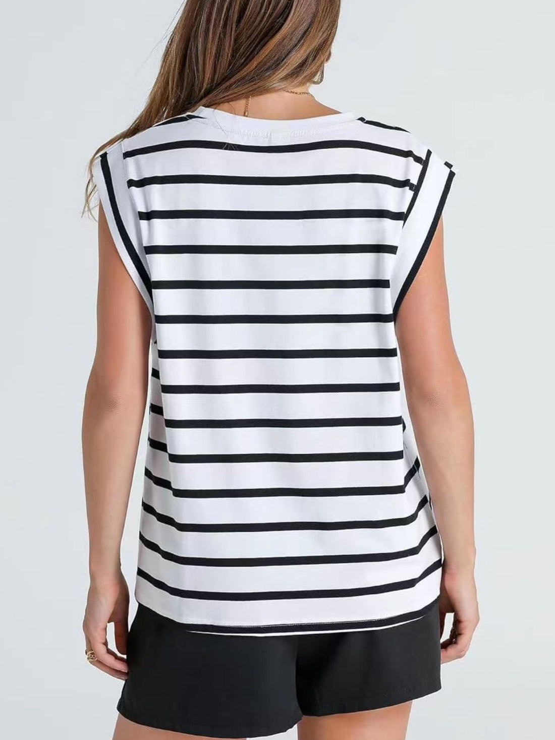 Striped Round Neck Tank - cas7m