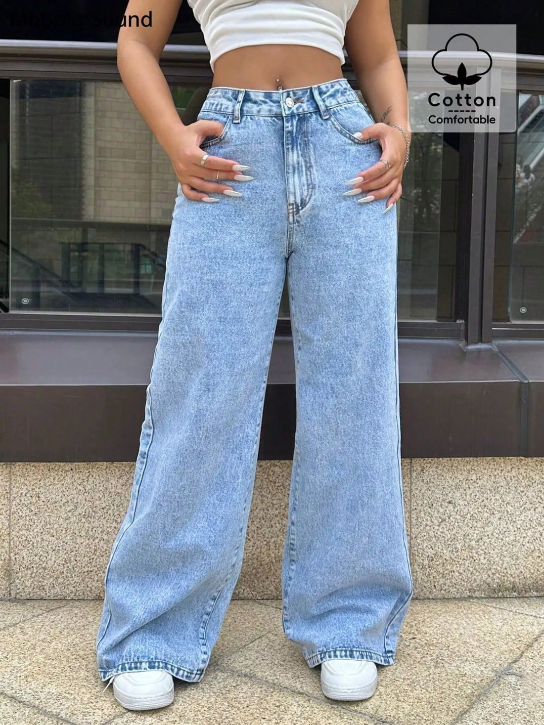 Wide Leg Wash Jeans - cas7m
