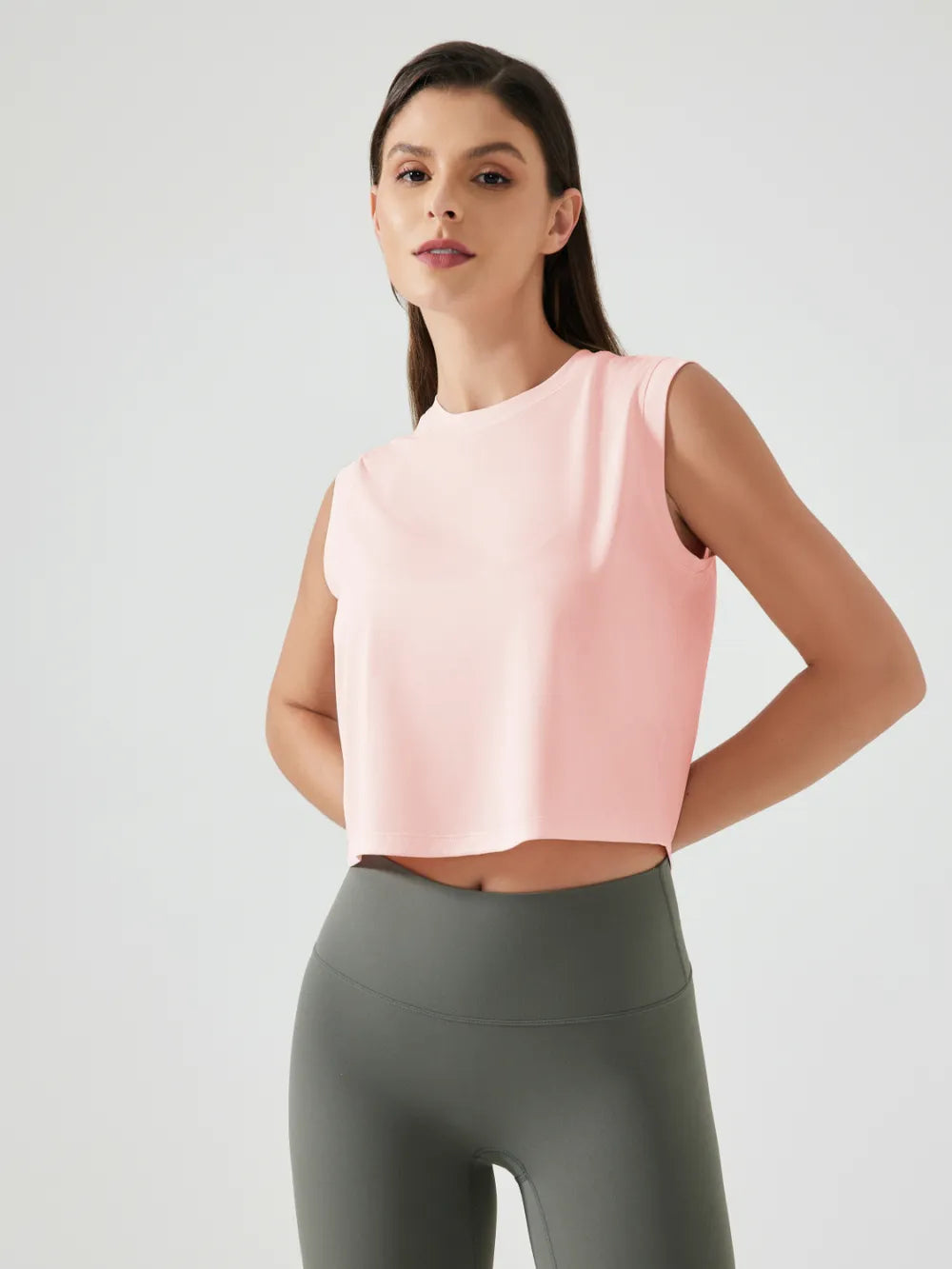 Millennia Round Neck Cropped Active Tank - cas7m