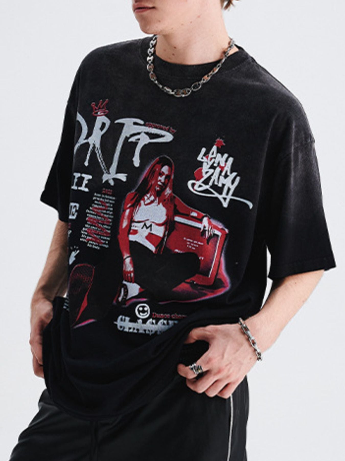 Men's Graphic Short Sleeve Vintage Wash T-Shirt - cas7m