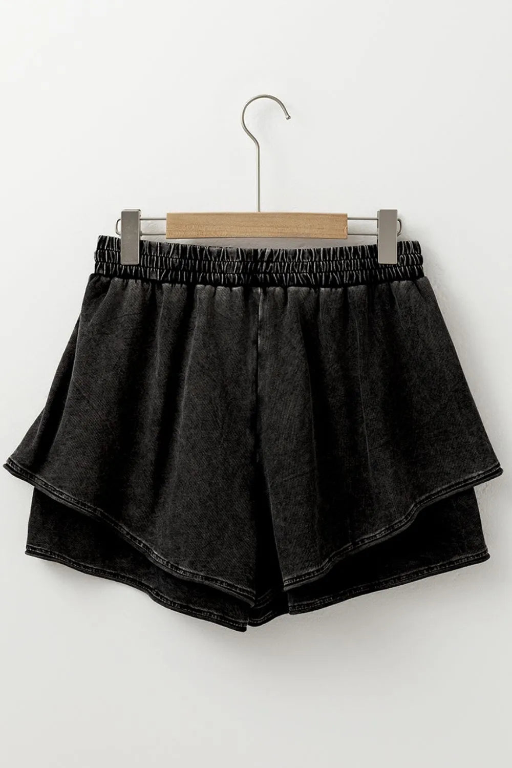 Mineral Wash French Terry High Waist Casual Shorts - cas7m