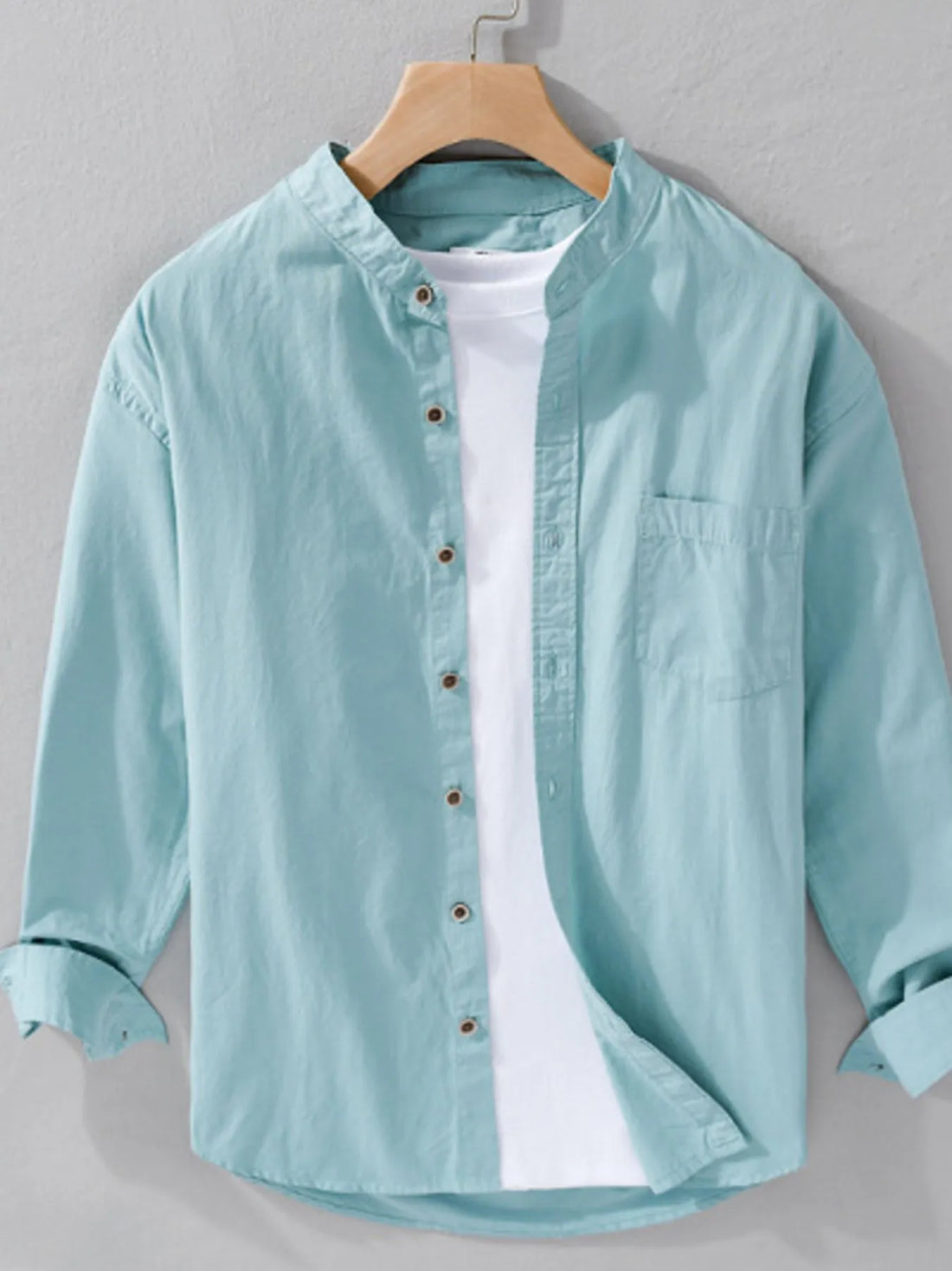 Men's Plus Size Button Up Long Sleeve Shirt - cas7m