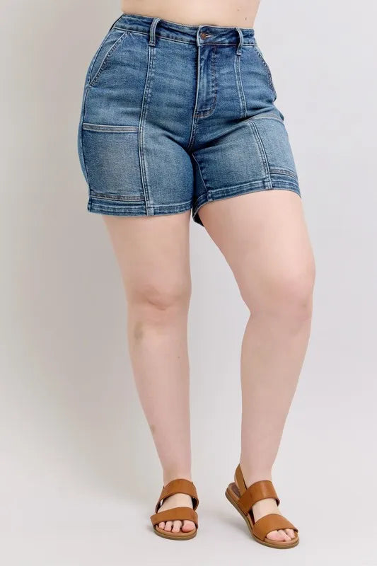 Judy Blue Full Size High Rise Denim Shorts Plus Size - cas7m