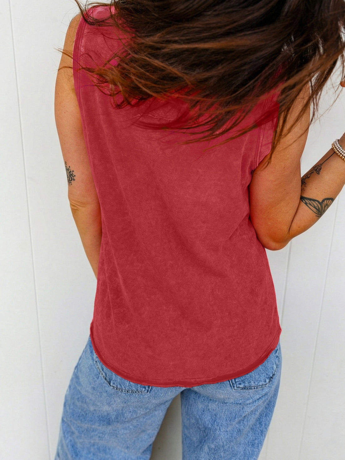 Wash V-Neck Tank Top - cas7m
