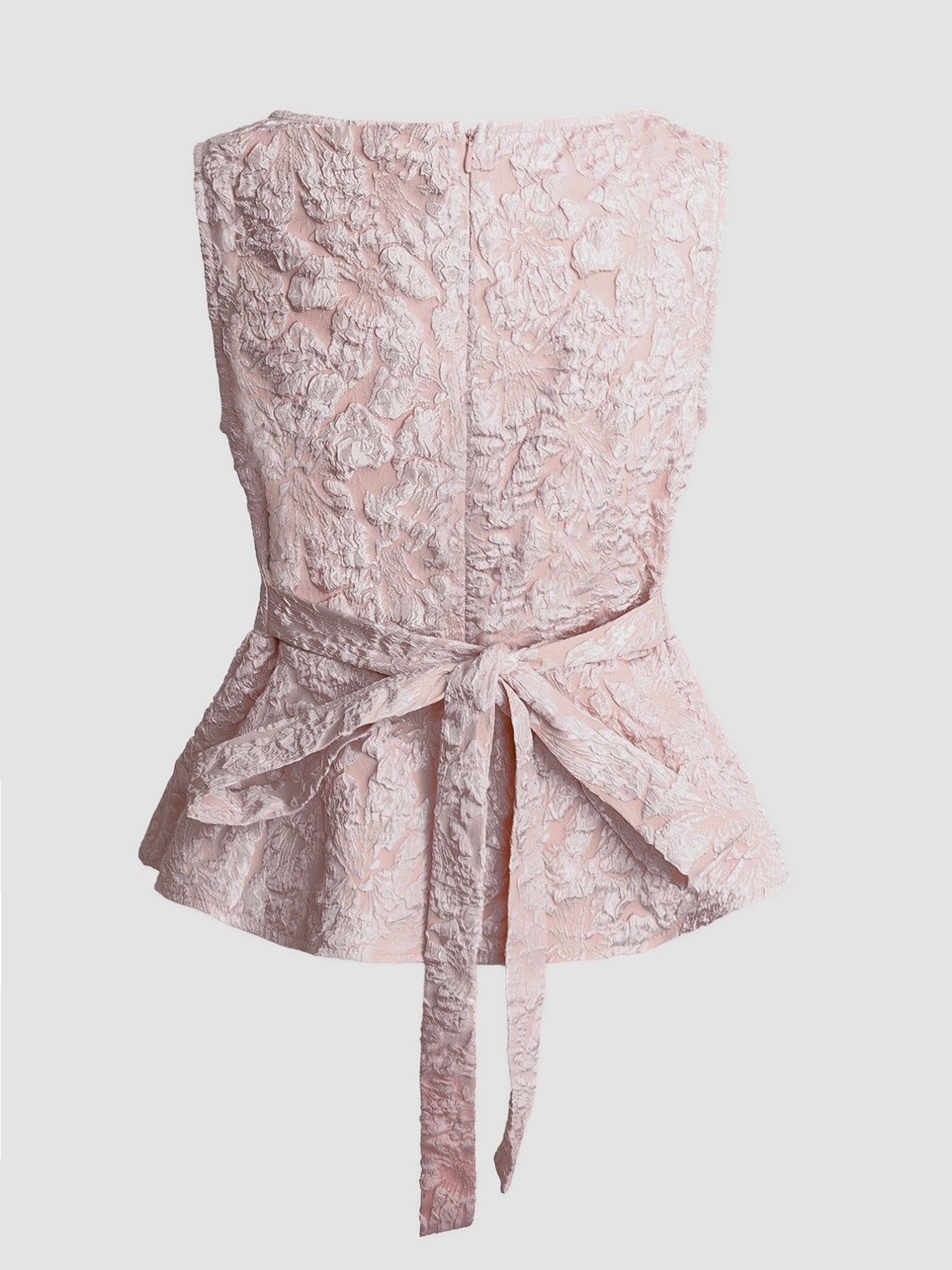 Floral Jacquard Peplum Tank - cas7m