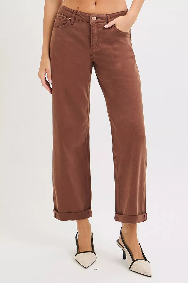 RISEN Full Size Tummy Control Mid Rise Ankle Barrel Baggy Plus Size - cas7m
