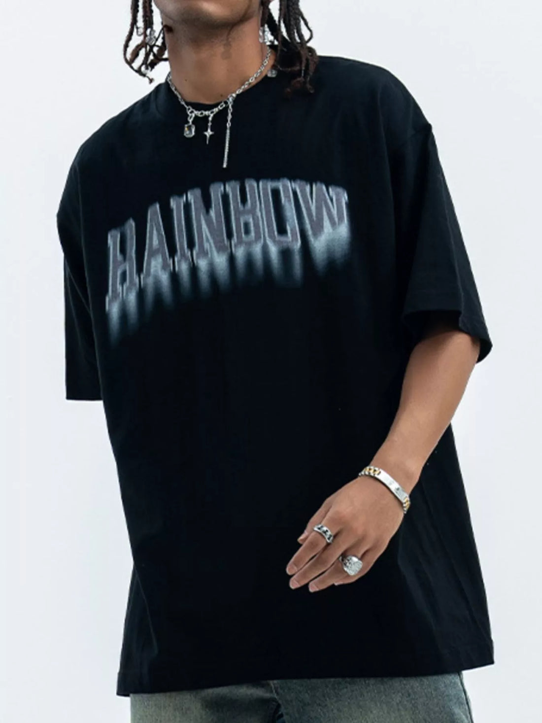 Men's Letter Round Neck Short Sleeve T-Shirt - cas7m